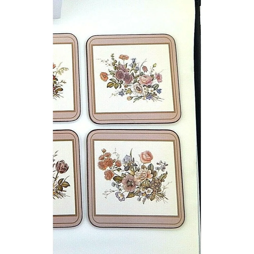 Pimpernel Floral Bouquet Coasters with Cork Backs Set of 6